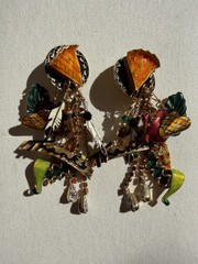 Lunch At The Ritz HAPPY THANKSGIVING Clip On Earrings Rare Find!