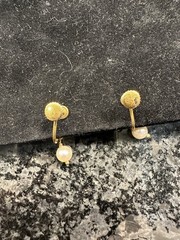 VTG 14k YG Asian Inspired Dangle Pearl Earrings Screwback 4.2 Grams TW
