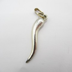 Silver Tone Vintage Good Luck Italian Metal Horn Pendant Vintage