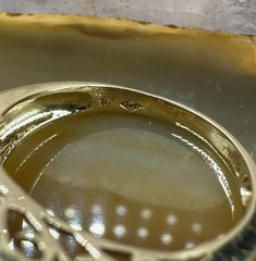 Tigers Eye 10k Yellow Gold Ring Large Vintage Filigree Cocktail Dome Size 8.5