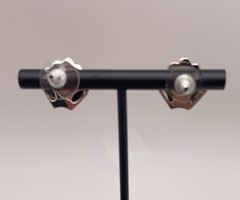 Vintage Monet Silver Toned Shell Stud Earrings