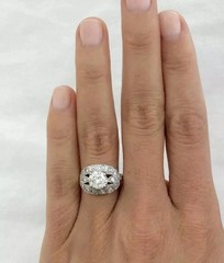 Art Deco Style Round Cut Lab Created Diamond 14K White Gold FN Engagement Ring