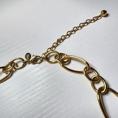 Vintage Joan Rivers Signed Gold Tone Necklace Statement Big Oversized Links Adj