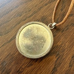 Vintage, Hand-Painted Flower Pendant Necklace on Genuine Leather Cord, 15” (L)