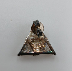 VTG 925 CL Triangle CZ Stud Earrings 0.5in Sterling Silver 5gtw Cluster Estate