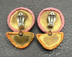Vintage 80s Runway Bold Handmade Paper Earrings Haute Couture Pink Orange Gold