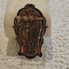 Vintage Art Nouveau Bronze Brooch Nude Figure Asymmetrical Pin for Women Fashion