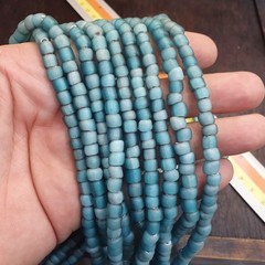 Sky blue white heart 5.5-7 mm Czech Republic glass beads long strand necklace