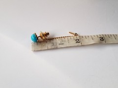 Vintage Matching Set Cufflinks, Tie Bar & Tack Gold Tone W Faux Turquoise Stones