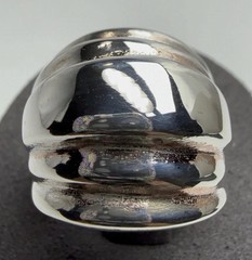 Vintage Heavy Modernist Ribbed Dome 925 Sterling Silver Cocktail Ring Sz. 7.25
