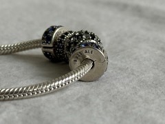 Authentic Pandora Disney Parks Moments Sliding Bracelet Silver Blue Pave Charms