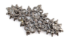 Regal Purple Glass Rhinestone Brooch Gun Metal Grey Sparkles 9616