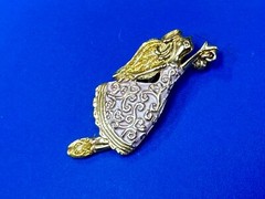 AAI vintage two tone rhinestone accented Holliday angel brooch pin