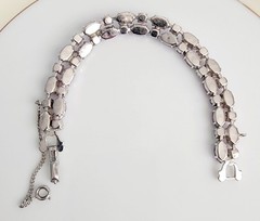 Vintage Sherman Signed Light Pink Aurora Borealis Rodium Plated Bracelet 6.5 In