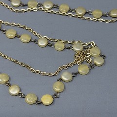 VTG Flapper Necklace Champagne Acrylic Beads Gold Tone Chain Double Strand 50″