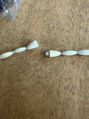 Vintage Hand Carved Floral Bead Necklace Cream Ivory Color Screw Back