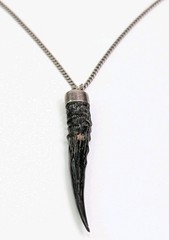 Victorian Antique Dik Dik Horn Necklace Pendant Sterling Silver Bezel And Chain