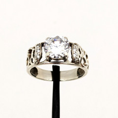 Vintage Elegant RING Silver 925 with Bright Stone -size: 8.75US (18.5mm)| UA #56