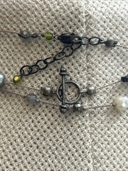 44. Vintage 925 Sterling Silver Mixed materials Gray Yarn 3 Necklaces 14.5g