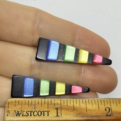 Vtg Pop Art Lucite Multicolor Geometric Triangle Statement Earrings Post Moonglo