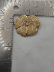 Enamel Flower Brooch Creamy Beige Gold Tone Edges