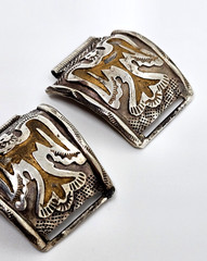 Fabulous 1950’s Sterling Silver Thunderbird Watch Tips 18MM Bar Signed DJN