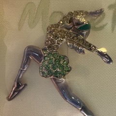 Monet pin brooch ballerina rhinestones vintage unused 80’s Mint In Box