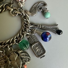 Napier Multi Charms Silver Chain Bracelet 7in. Massive! Charms 1.5in