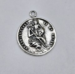 Vintage Sterling Silver 925 Saint St. Christopher ‘Be My Guide’ Catholic Pendant