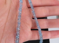 Estate 40ct 4.7mm Natural Aquamarine Bead 17″ Sterling Silver Necklace, 12.9g