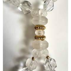 Vintage Clear & Frosted Lucite Acrylic Large Chunky Beaded Lariat Necklace