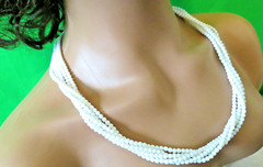 Vintage NAPIER Signed White Small Bead 5 Strand Multistrand Necklace 23″