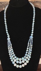 VTG CZECH Art Deco Graduated OPALINE GLASS Triple Strand Festoon Swag NECKLACE