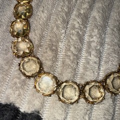Vtg Zara Necklace Choker Clear Yellow Candy Boho Tennis Statement Necklace 18″