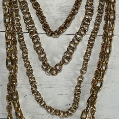 Vintage Gold Tone Multi Strand Chain Necklace 1980s-1990s Costume Jewelry