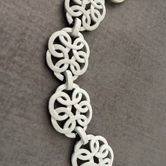 Vintage Trifari White Enamel Choker Necklace Swirl Link Mid Century