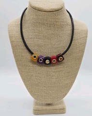Joan Rivers Pendant Necklace Multicolored Sliding Pendants Crystal Art Deco 19″