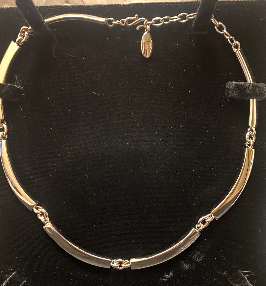 Givenchy Silver Plated Metal Necklace Chain Vintage 1980s Signed Collar