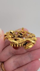 Swoboda Triple Dragon Jade Carnelian Figural Pin Brooch Gold Color VTG Estate
