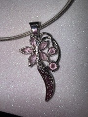 Vintage Silver Tone Choker And Earrings With Pink Rhinestones