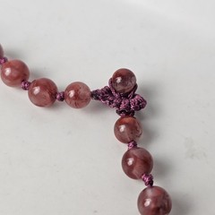 Vintage Natural Iron Included Chalcedony/ Plume Agate Bead Necklace Hand Knotted