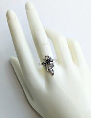 Vintage Luxury RING Silver 925 with Bright Stones-size: 9.5US(19.5mm) Ukraine#79