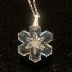 Vintage Gorham Sterling Silver Crystal Snowflake Necklace Pendant 18″ Chain 925