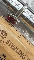 RUBY 12mm x 10mm & WHITE TOPAZ Sterling Silver 0.925 Vintage band RING size 6.75