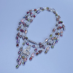 Necklace 18” Multicolor Glass Czech Old Beads Art Deco Style Women`s Jewelry
