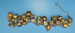 VINTAGE JULIANA (D&E) GOLD FUN BEADED RHINESTONE 5-LINK BRACELET