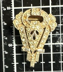 Vintage Gold Tone Dress/Scarf Clip Clear Round Rhinestones Women Fashion
