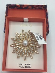 Piper k Flower Brooch Glass Stones Glass Pearls