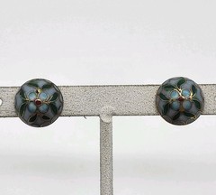 Beautiful Vintage Cloisonne Enamel Pierced Post Gold Filled Stud Earrings