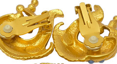 Elizabeth Taylor Avon Gold Koi Fish Brooch & Earrings Set, Faux Pearls